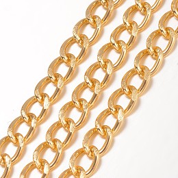 Honeyhandy Aluminium Twisted Curb Chains, Diamond Cut Chains, with Spool, Unwelded, Golden, 10x6.5x1.8mm, about 16.4 Feet(5m)/roll