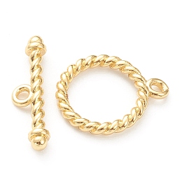 Honeyhandy Brass Toggle Clasps, Long-Lasting Plated, Ring, Real 18K Gold Plated, Ring: 14.5x12x2mm, Hole: 3.5mm, Bar: 5x17x2.5mm, hole: 3.5mm