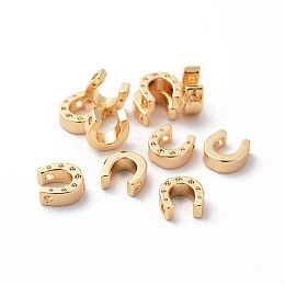 Honeyhandy Brass Charms, Nickel Free, Real 18K Gold Plated, Horseshoe, 7x7x3mm, Hole: 1.5mm