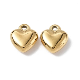 Honeyhandy Ion Plating(IP) 304 Stainless Steel Charms, Heart Charm, Real 18K Gold Plated, 12.5x11x4.5mm, Hole: 1.6mm