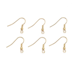 Honeyhandy 304 Stainless Steel Earring Hooks, Ear Wire, Golden, 19.5x18x3mm, Hole: 2mm, Pin: 0.7mm