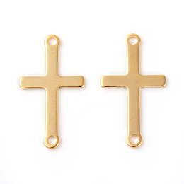 Honeyhandy 201 Stainless Steel Links connectors, Sideways Cross, Golden, 23x12.5x0.6mm, Hole: 1.6mm