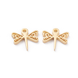 Honeyhandy 304 Stainless Steel Charms, Laser Cut, Dragonfly, Golden, 9.5x9.5x1mm, Hole: 1.2mm