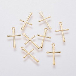 Honeyhandy 304 Stainless Steel Pendants, Cross, Golden, 16x9.5x0.7mm, Hole: 1.2mm