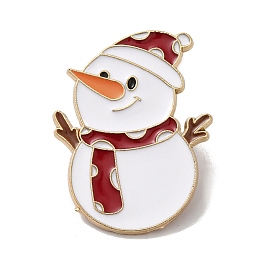 Honeyhandy Christmas Theme Enamel Pin, Golden Alloy Brooches for Backpack Clothes, Snowman, 30.5x23.5x1mm