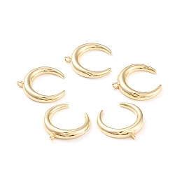 Honeyhandy Brass Pendants, Long-Lasting Plated, Double Horn/Crescent Moon, Real 18K Gold Plated, 16x15.3x2.6mm, Hole: 1.2mm