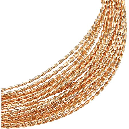 BENECREAT 15Feet Golden Brass Round Twist Wire, 20 Gauge Tarnish Resistant Brass Craft Wire for Necklace Bracelet Making and Other Handmade Project