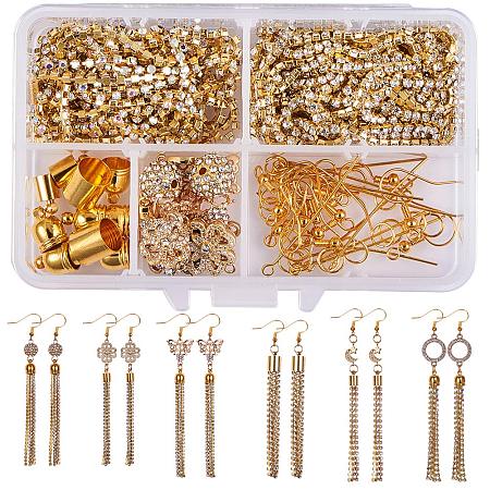 SUNNYCLUE 1 Box DIY 6 Pairs Rhinestone Tassel Dangle Earring Making Kit  Jewelry Making Supplies for Beginner Adults Art Craft Projects Golden 