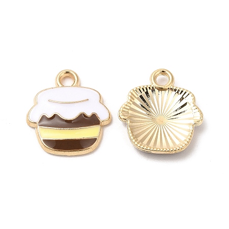 Honeyhandy Alloy Enamel Pendants, Cadmium Free & Nickel Free & Lead Free, Golden, Honey Jar Charm, Coconut Brown, 15x14x2.5mm, Hole: 1.8mm