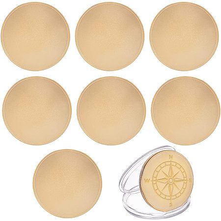 BENECREAT 8PCS Gold Blank Challenge Coins for Laser Engraving, 40mm Coin Iron Discs Round Metal Stamping Blank for DIY Birthday Travel Souvenir Medals