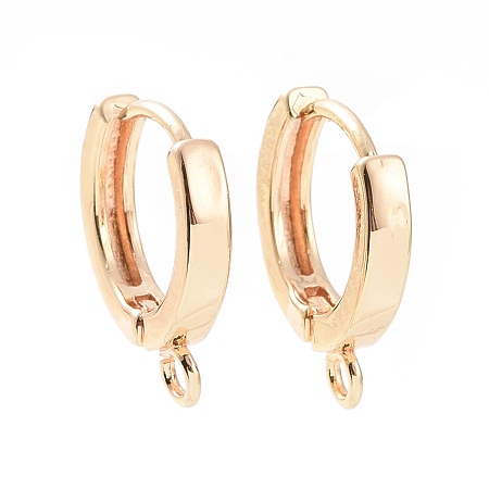 Honeyhandy Brass Hoop Earrings, with Horizontal Loops, Real 18K Gold Plated, 15x12x2mm, Hole: 1.6mm, Pin: 0.8mm