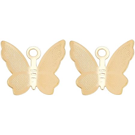 BENECREAT 40pcs Brass Butterfly Charm Mini 18K Gold Plated Butterfly Pendants(11x13x3.5mm) for Bracelet Earring Pendant Charms Jewelry Making
