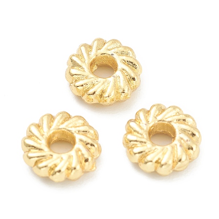 Honeyhandy Alloy Spacer Beads, Cadmium Free & Lead Free, Flower Disc, Real 18K Gold Plated, 8x2.5mm, Hole: 2mm