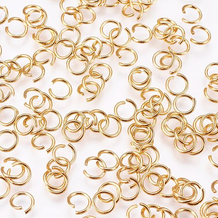 304 Stainless Steel Open Jump Rings, Metal Connectors for DIY Jewelry Crafting and Keychain Accessories, Golden, 21 Gauge, 5x0.7mm