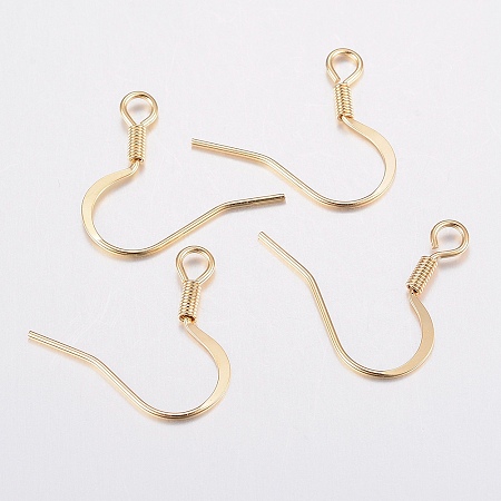 Honeyhandy 304 Stainless Steel Earring Hooks, with Horizontal Loop, Golden, 17x18.5x1.5mm, Hole: 2.5mm, Pin: 0.8mm
