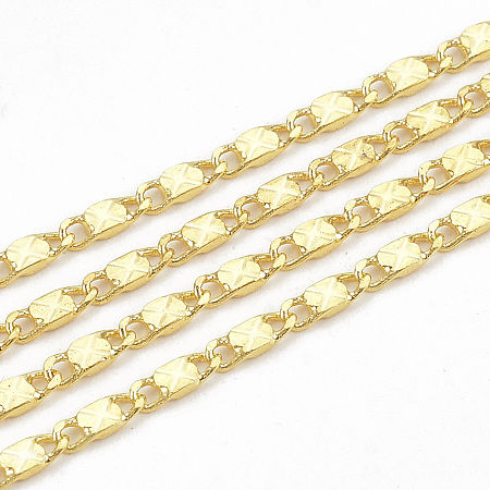 Honeyhandy 3.28 Feet Soldered Brass Mariner Link Chains, Real 18K Gold Plated, 5x2x0.6mm