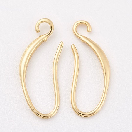 Honeyhandy Brass Earring Hooks, with Horizontal Loop, Long-Lasting Plated, Real 18K Gold Plated, 21x9x1.5mm, Hole: 2mm, Pin: 0.7x0.8mm