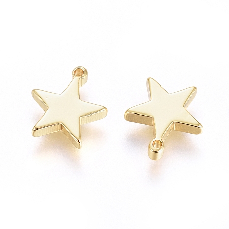 Honeyhandy Brass Pendants, Long-Lasting Plated, Star, Real 18K Gold Plated, 11.5x10x2mm, Hole: 1mm