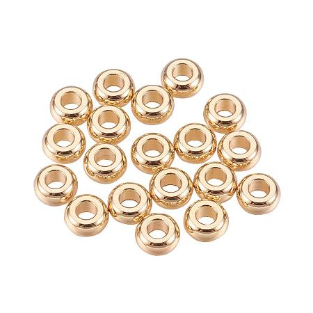 ARRICRAFT Brass Bead Spacers, Real Gold Plated, Donut, 7x3.5mm, Hole: 3mm