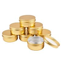 BENECREAT 20 Pack 1.7 OZ Tin Cans Screw Top Round Aluminum Cans Screw Lid Containers - Great for Store Spices, Candies, Tea or Gift Giving (Gold)