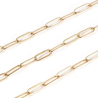 Honeyhandy Ion Plating(IP) 304 Stainless Steel Paperclip Chains, Drawn Elongated Cable Chains, Soldered, with Spool, Golden, 10x3.5x0.8mm, about 32.8 Feet(10m)/roll