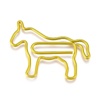 Honeyhandy Horse Shape Iron Paperclips, Cute Paper Clips, Funny Bookmark Marking Clips, Golden, 27.5x37x1mm