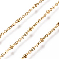 Honeyhandy 304 Stainless Steel Cable Chains, Satellite Chains, with Rondelle Beads, Soldered, Golden, Link: 2x1.7x0.4mm, Beads: 2.2x1mm