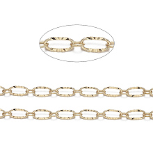 ARRICRAFT Brass Textured Oval Link Chains, Figaro Chains, Soldered, Real 18K Gold Plated, 6.2x3.3x0.5mm