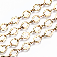 Honeyhandy Brass Chains, Oval Link Chains, Unwelded, with Spool, Real 16K Gold Plated, Oval: 9.5x7.5x1.3mm, Link: 7.6x1.4x3mm, about 16.4 Feet(5m)/roll