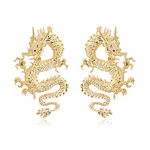 Honeyhandy Alloy Dragon Stud Earrings, Gothic Jewelry for Men Women, Golden, 62.2x38mm