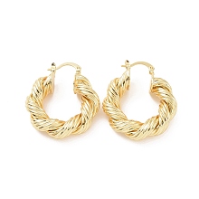 Honeyhandy Brass Twist Rope Shape Hoop Earrings for Women, Golden, 35.5x30.5x7.5mm, Pin: 0.5x1~1.5mm