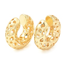 Honeyhandy Brass Hollow Round Cuff Earrings, Long-Lasting Plated, Lead Free & Cadmium Free, Real 18K Gold Plated, 29x31.5x9.5mm