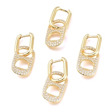 Honeyhandy Soda Pull Tab Earrings, Brass Micro Pave Clear Cubic Zirconia Huggie Hoop Earrings, Long-Lasting Plated, Oval, Real 18K Gold Plated, 34mm, Pin: 1mm