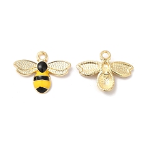 Alloy Enamel Pendants, Cadmium Free & Nickel Free & Lead Free, Golden, Bee Charm, Gold, 17.5x22.5x4mm, Hole: 2mm