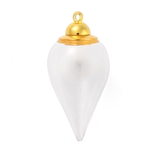 Honeyhandy Glass Bottle Pendants, with Brass Cap, Wish Bottle Pendant, Refillable Bottle Pendant, Teardrop, Golden, Clear, 40mm, Hole: 1.8mm