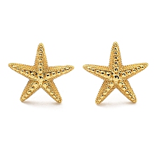 Honeyhandy Rack Plating Brass Starfish Stud Earring, Cadmium Free & Lead Free, Long-Lasting Plated, Real 18K Gold Plated, 13x14mm