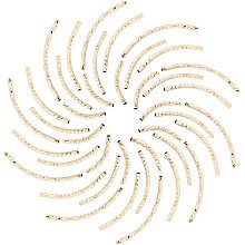 CREATCABIN 1 Box 40Pcs 4 Sizes Gold Curved Tube Beads Brass Sleek Noodle Bead Real 24K Gold Plated Long Large Hole Spacer Connectors for DIY Jewelry Making Bracelets Findings