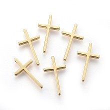 Honeyhandy Brass Pendants, Long-Lasting Plated, Cross, Real 18K Gold Plated, 23.5x13x3mm, Hole: 1.2mm