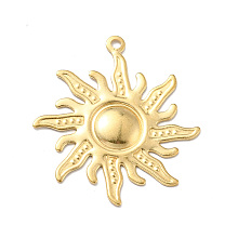 Honeyhandy Brass Pendants, Sun, Golden, 33x30x1.5mm, Hole: 1.5mm