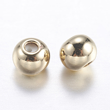 Honeyhandy Brass Beads, with Rubber Inside, Slider Beads, Stopper Beads, Round, Golden, 4x3mm, Rubber Hole: 0.9mm