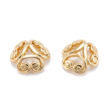 Honeyhandy Brass Bead Caps, Long-Lasting Plated, Flower, Real 18K Gold Plated, 7x2mm, Hole: 0.8mm, Petal Style: 3-Petal