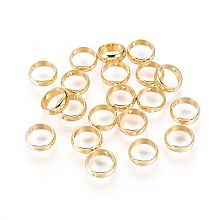 Honeyhandy Brass Bead Frames, Ring, Real 18K Gold Plated, 7.5x2.5mm, Hole: 1mm, Inner Diameter: 6.5mm