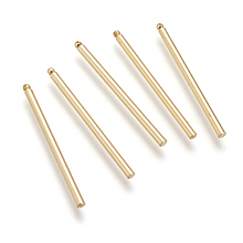 Honeyhandy Brass Pendants, Column/Bar, Real 18K Gold Plated, 35x2mm, Hole: 1mm