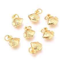 Honeyhandy Alloy Charms, Long-Lasting Plated, with Jump Ring, Fish Shape, Real 18K Gold Plated, 9.5x8x2.8mm, Hole: 2.5mm