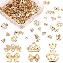 OLYCRAFT 180pcs Crown & Bowknot Resin Fillers 6-Style Alloy Epoxy Resin Supplies Resin Accessories Resin Filling Charms Cabochons for Nail Art Resin Jewelry Making