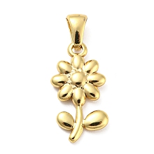 Honeyhandy 304 Stainless Steel Pendants, Flower Charm, Golden, 21x12x2.5mm, Hole: 5x3mm