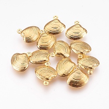 Honeyhandy 304 Stainless Steel Pendants, Shell, Golden, 14x13x4mm, Hole: 1mm