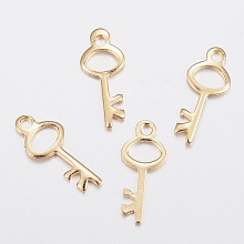 Honeyhandy 304 Stainless Steel Charms, Key, Golden, 15x6x0.8mm, Hole: 1.5mm