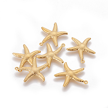 Honeyhandy 304 Stainless Steel Pendants, Starfish/Sea Stars, Real 18k Gold Plated, 22.2x20.6x2.5mm, Hole: 0.8mm