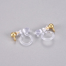 Honeyhandy 304 Stainless Steel and Plastic Clip-on Earring Findings, Real 18k Gold Plated, 11x11x3mm, Hole: 1.8mm